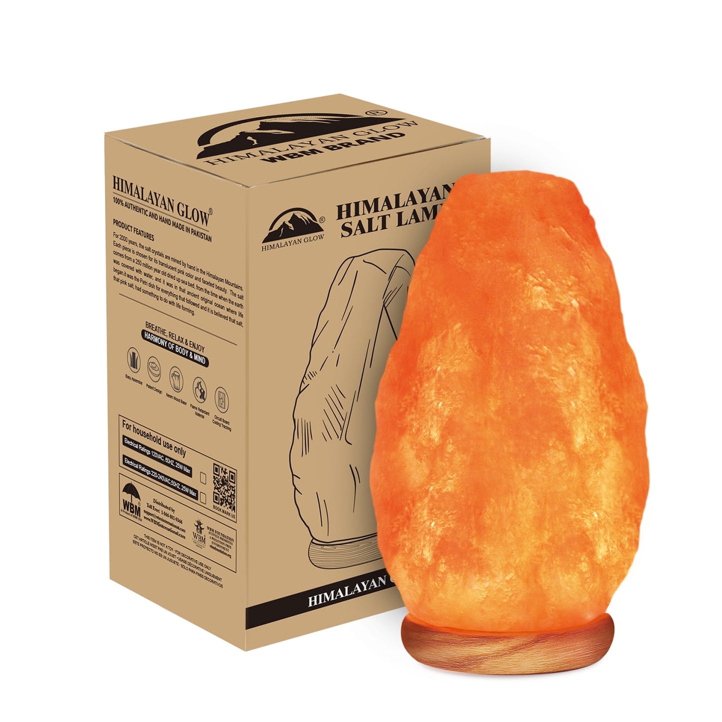 Natural Himalayan Salt Lamp - Relaxing Amber Glow with Dimmer